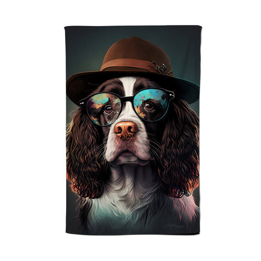 Springer Spaniel Dog Splashart Tea Towel
