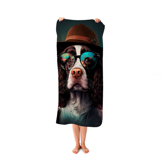 Springer Spaniel Dog Splashart Beach Towel