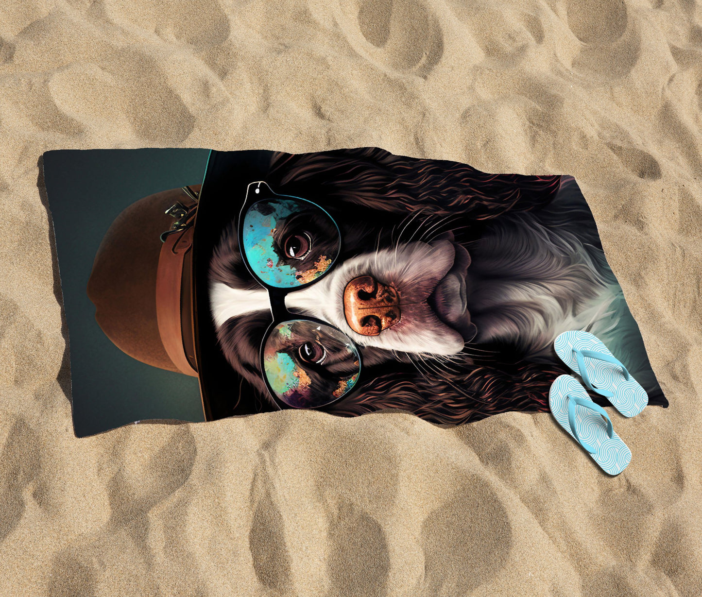 Springer Spaniel Dog Splashart Beach Towel