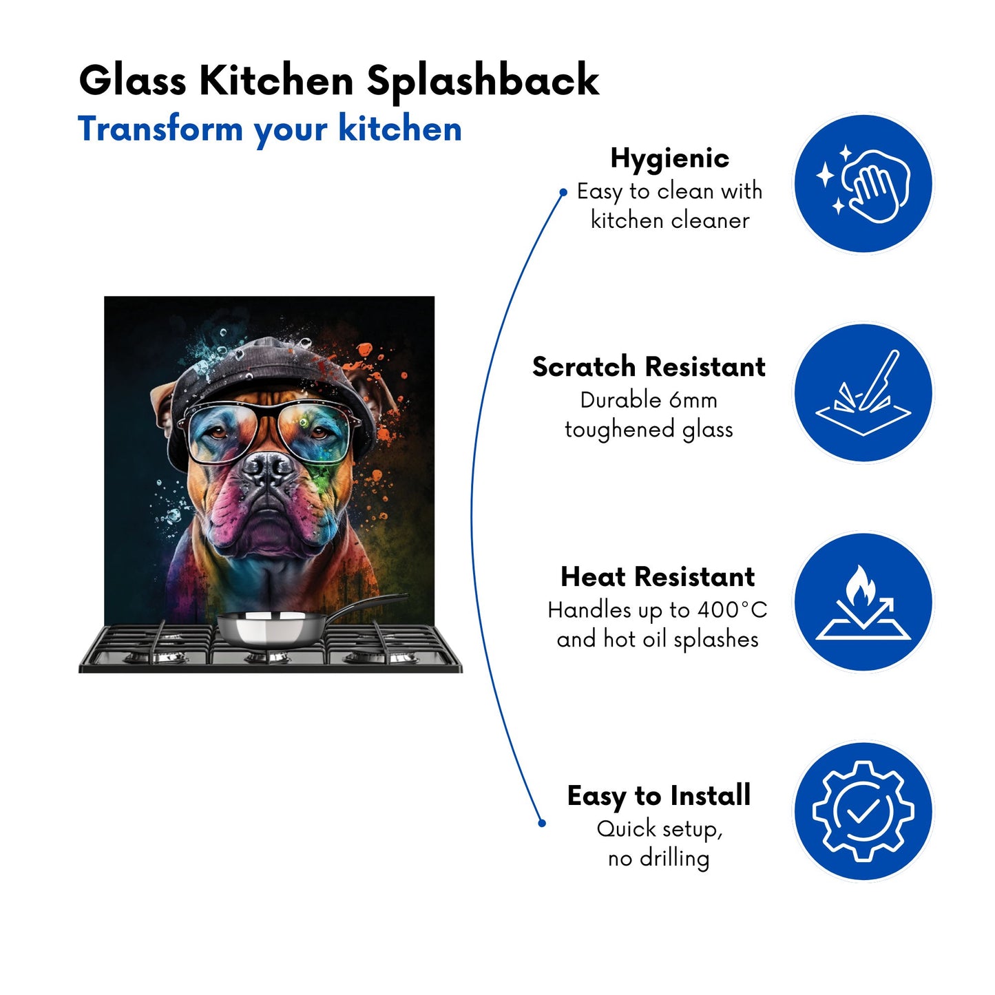 Staffordshire Bull Terrier Dog Splashart Kitchen Splashback