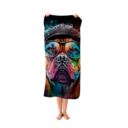Staffordshire Bull Terrier Dog Splashart Beach Towel