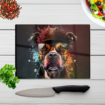 Staffy Bull Terrier Dog Splashart Chopping Board