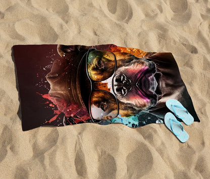 Staffy Bull Terrier Dog Splashart Beach Towel