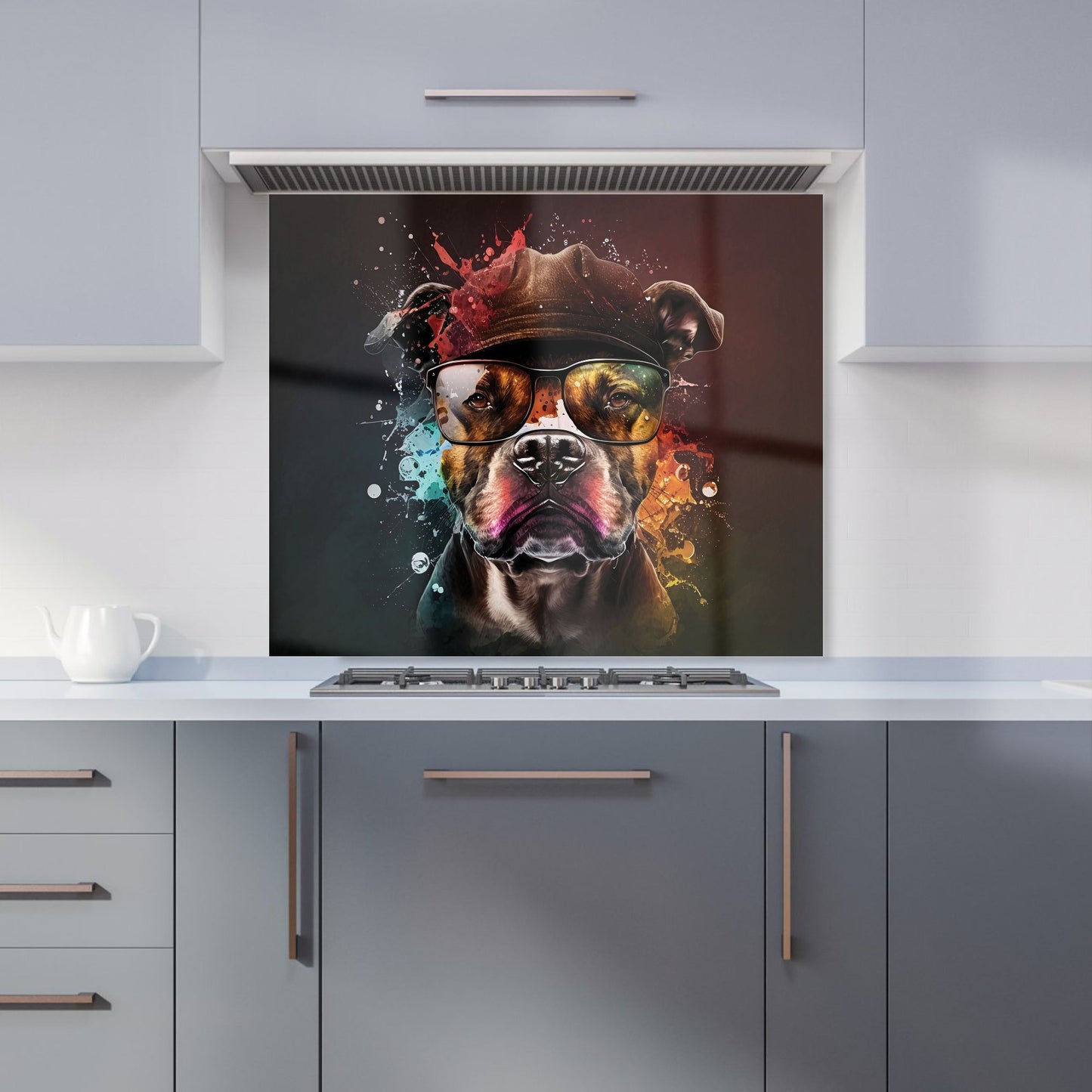 Staffy Bull Terrier Dog Splashart Kitchen Splashback