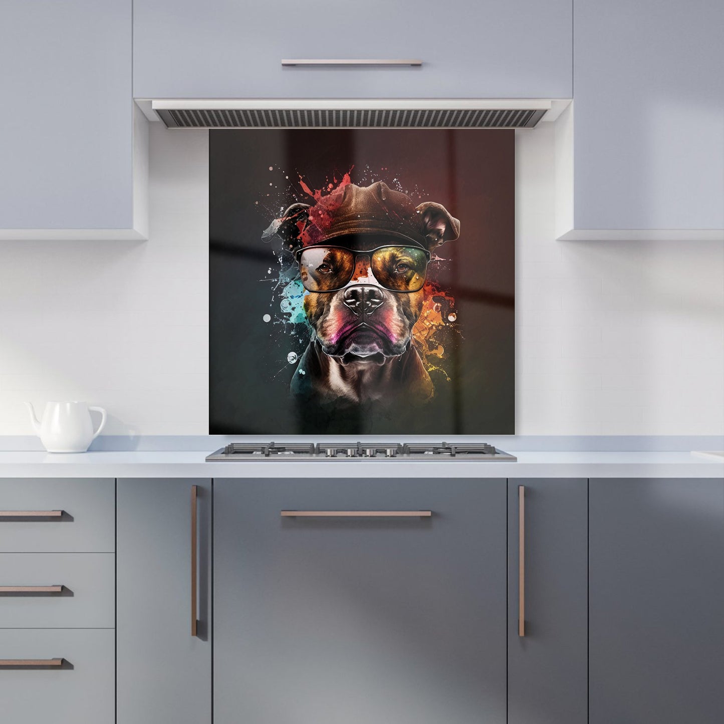 Staffy Bull Terrier Dog Splashart Kitchen Splashback