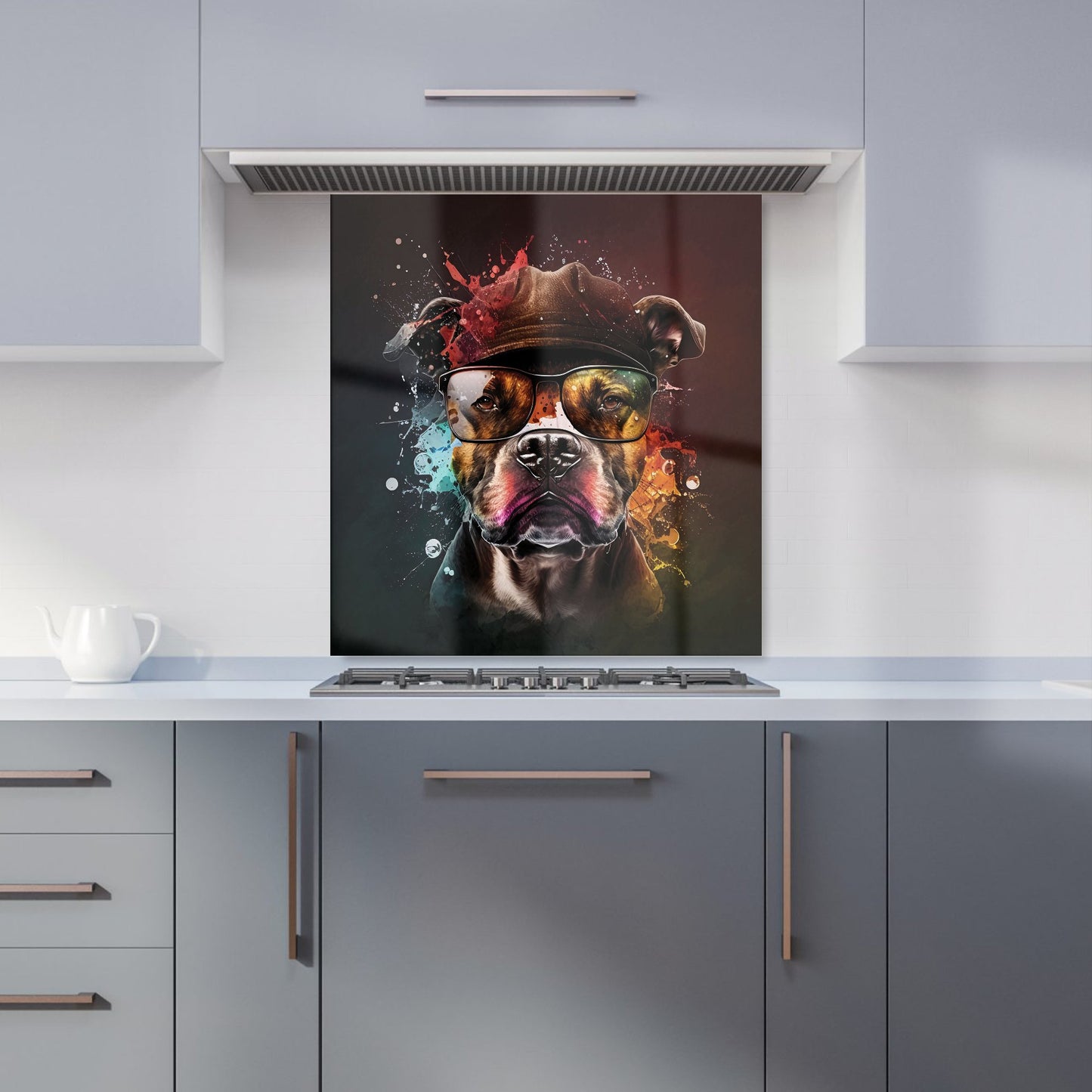 Staffy Bull Terrier Dog Splashart Kitchen Splashback