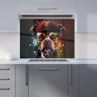 Staffy Bull Terrier Dog Splashart Kitchen Splashback