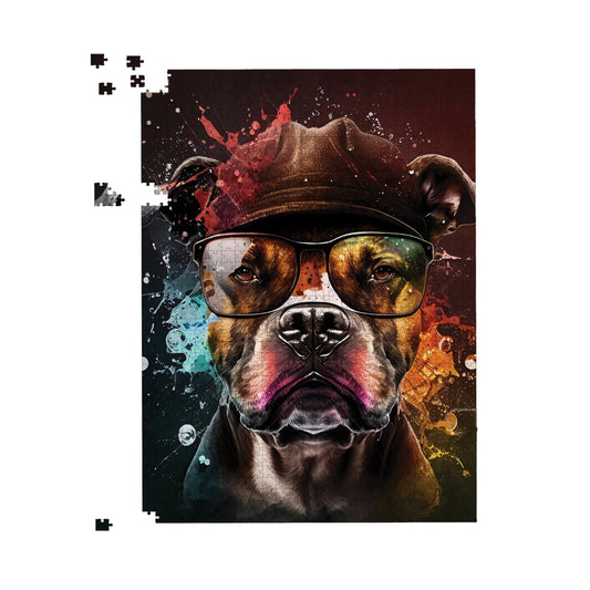 Staffy Bull Terrier Dog Splashart Jigsaw Puzzle
