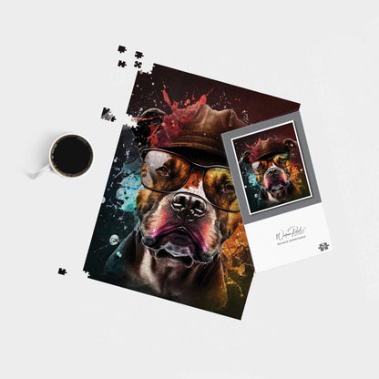 Staffy Bull Terrier Dog Splashart Jigsaw Puzzle