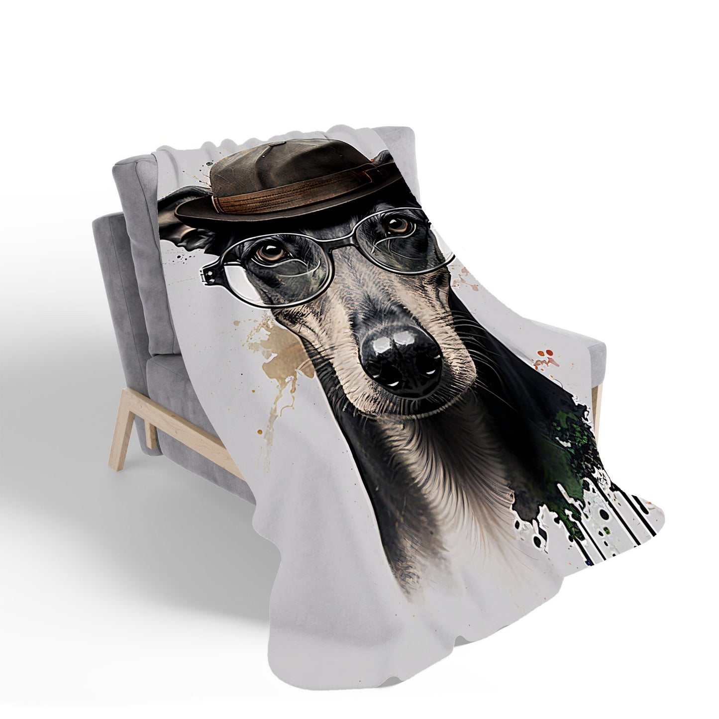 Whippet Dog Splashart Sherpa Blanket