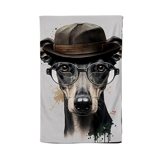 Whippet Dog Splashart Tea Towel