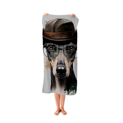 Whippet Dog Splashart Beach Towel