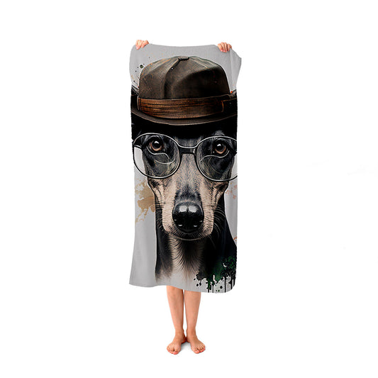 Whippet Dog Splashart Beach Towel
