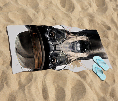 Whippet Dog Splashart Beach Towel