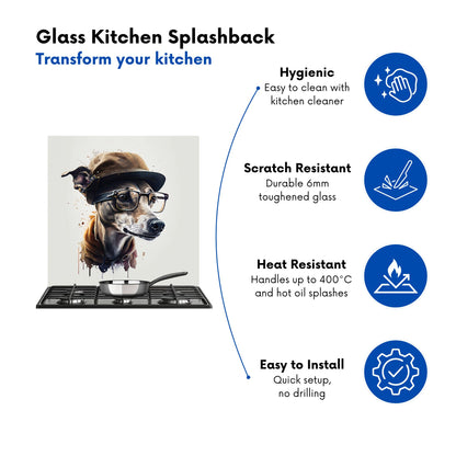 Whippet Dog With Glasses Splashart Kitchen Splashback