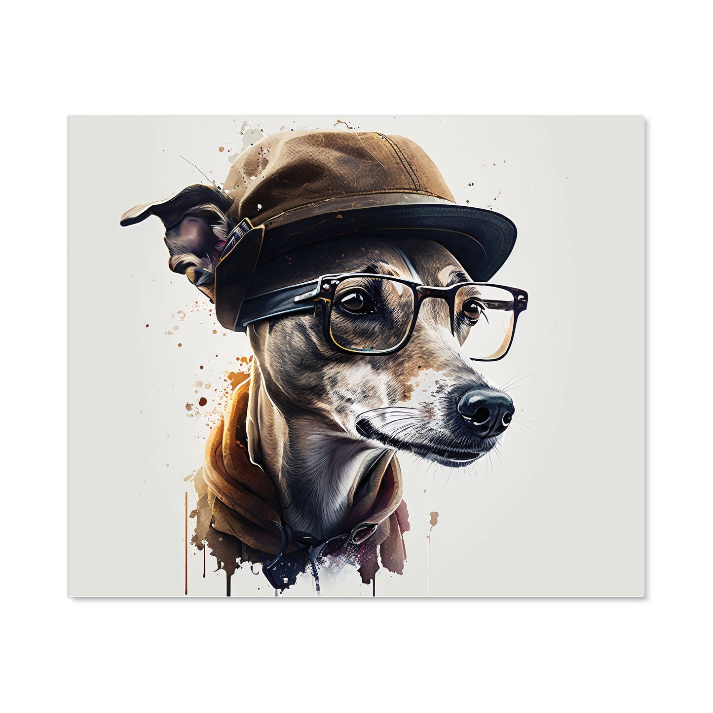 Whippet Dog With Glasses Splashart Kitchen Splashback