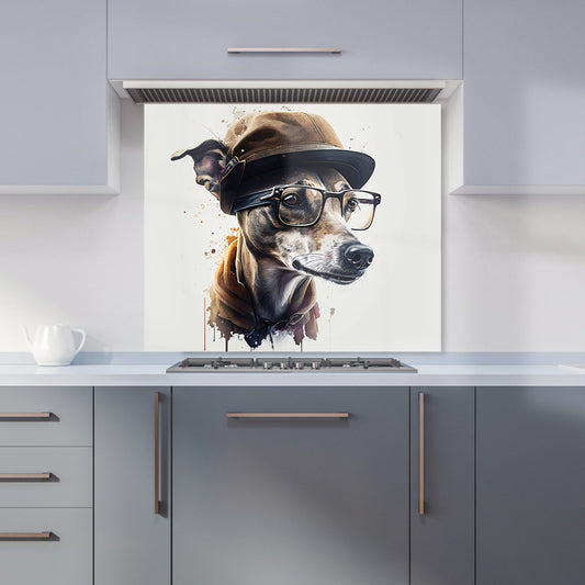 Whippet Dog With Glasses Splashart Kitchen Splashback