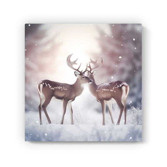 Reindeer In The Snow Canvas