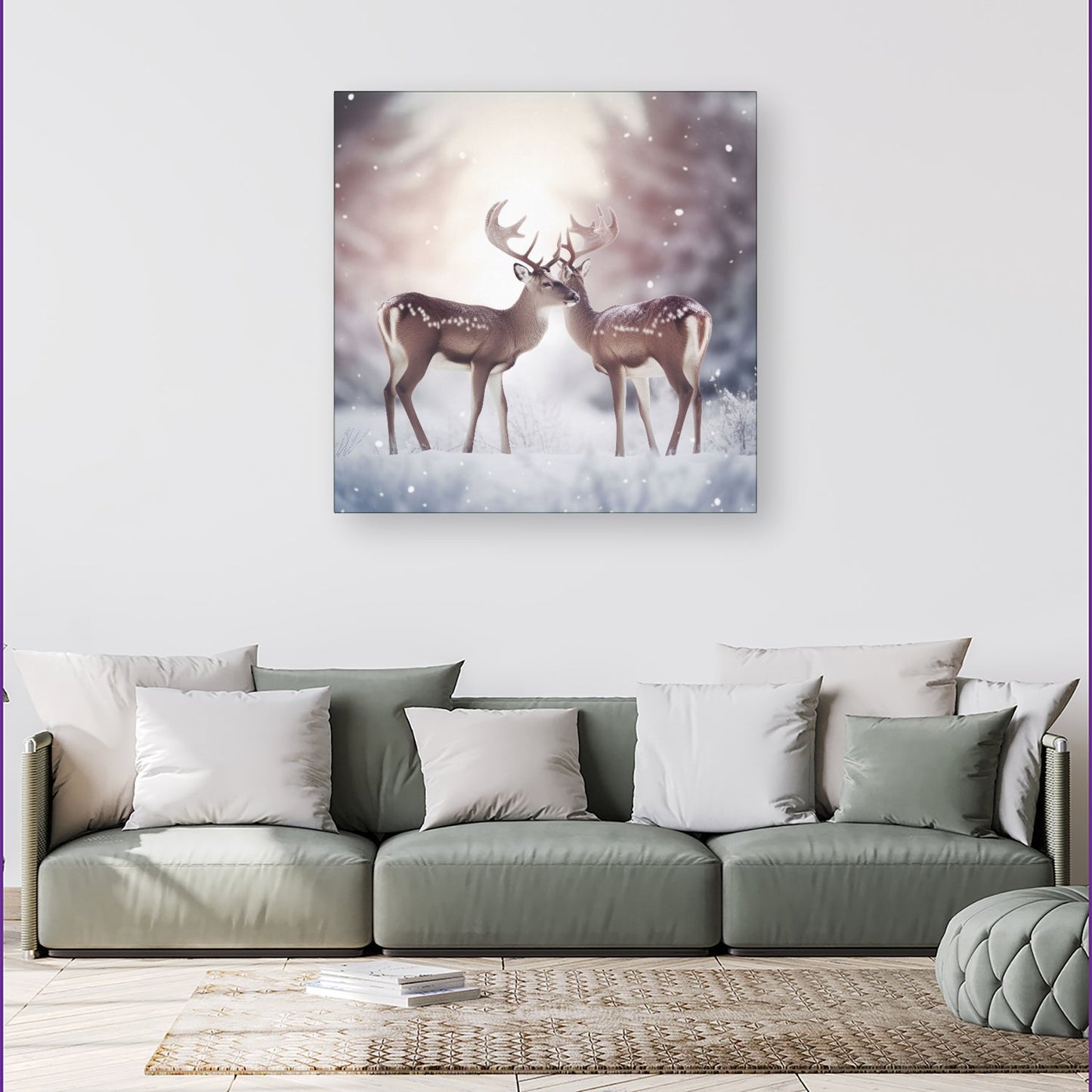 Reindeer In The Snow Canvas