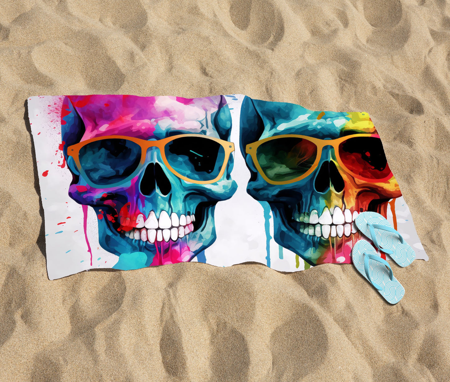 Splashart Happy Skeletons Beach Towel