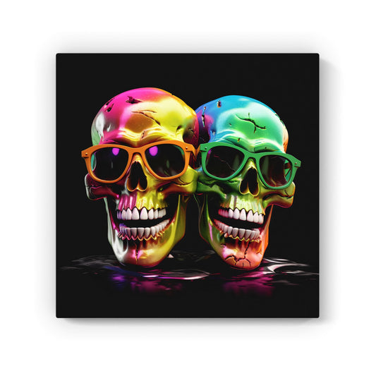 Happy Skeletons In Sunglasses Canvas
