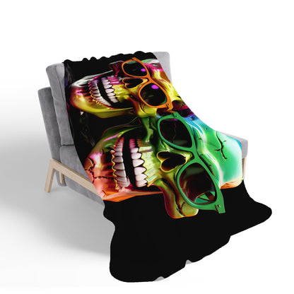 Happy Skeletons In Sunglasses Sherpa Blanket