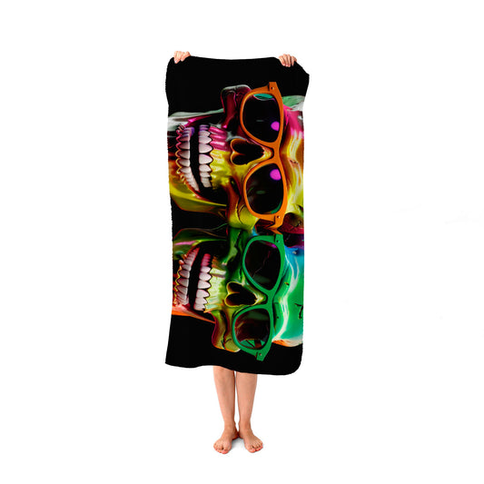 Happy Skeletons In Sunglasses Beach Towel