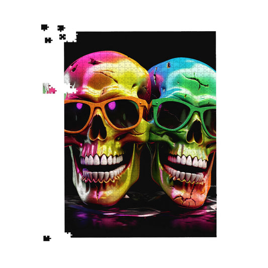 Happy Skeletons In Sunglasses Jigsaw Puzzle