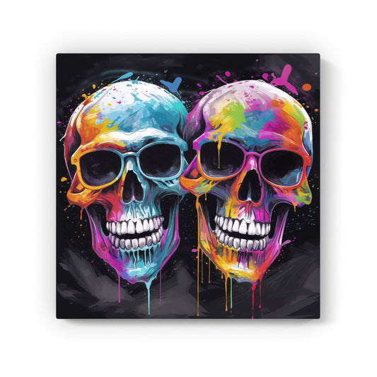 Splashart Happy Skeletons In Glasses Canvas