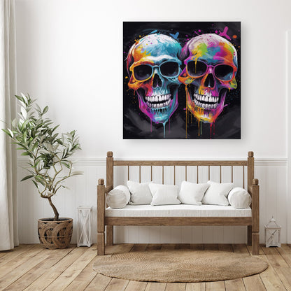 Splashart Happy Skeletons In Glasses Canvas