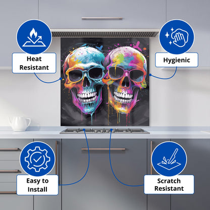 Splashart Happy Skeletons In Glasses Kitchen Splashback