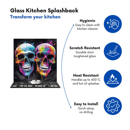 Splashart Happy Skeletons In Glasses Kitchen Splashback