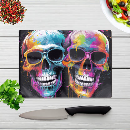 Splashart Happy Skeletons In Glasses Chopping Board