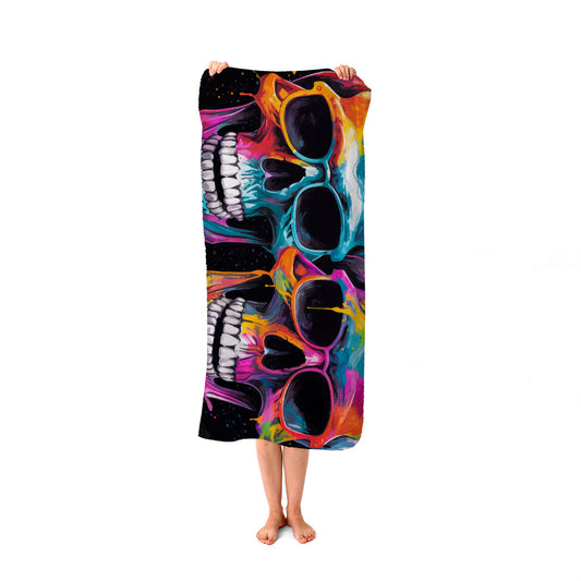 Splashart Happy Skeletons In Glasses Beach Towel