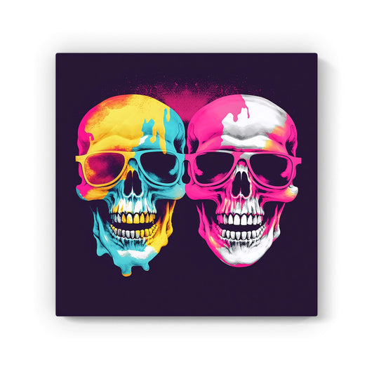 Pinks And Blue Happy Skeletons Canvas