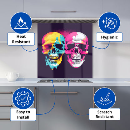 Pinks And Blue Happy Skeletons Kitchen Splashback