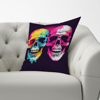 Pinks And Blue Happy Skeletons Cushions
