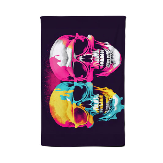 Pinks And Blue Happy Skeletons Tea Towel