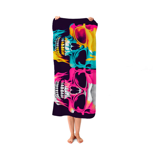 Pinks And Blue Happy Skeletons Beach Towel