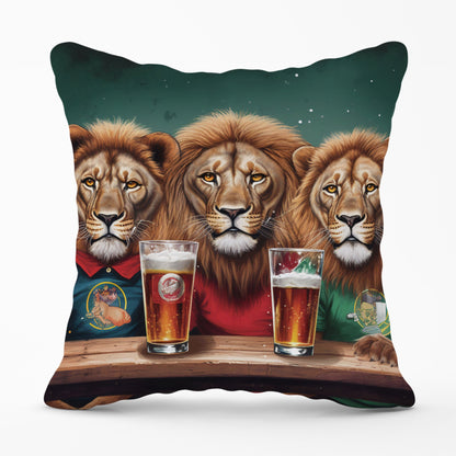 Lions Watching The Game Cushions