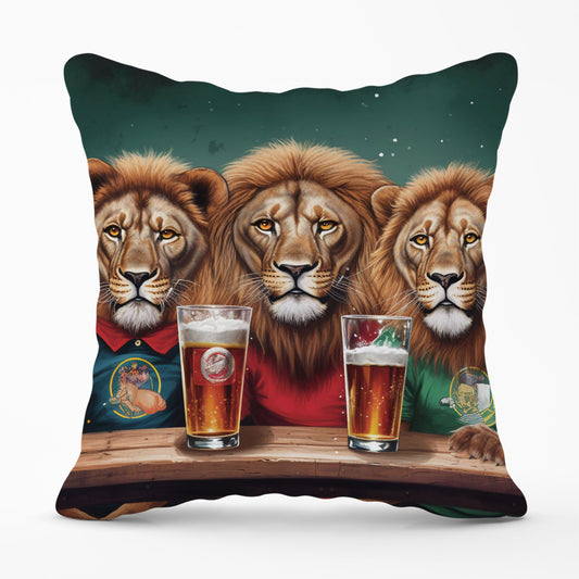 Lions Watching The Game Cushions