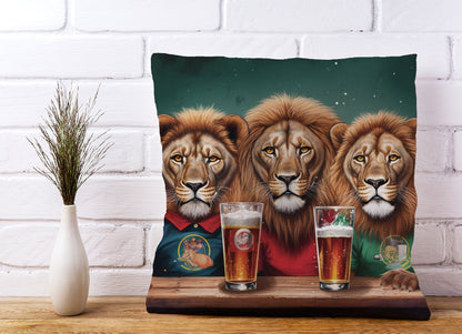 Lions Watching The Game Cushions