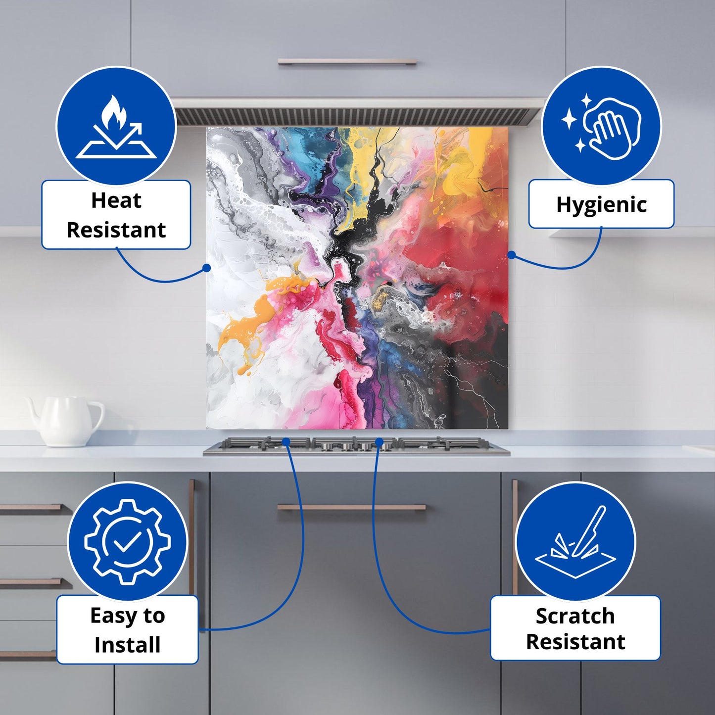 Explosive Colour Cascade Kitchen Splashback