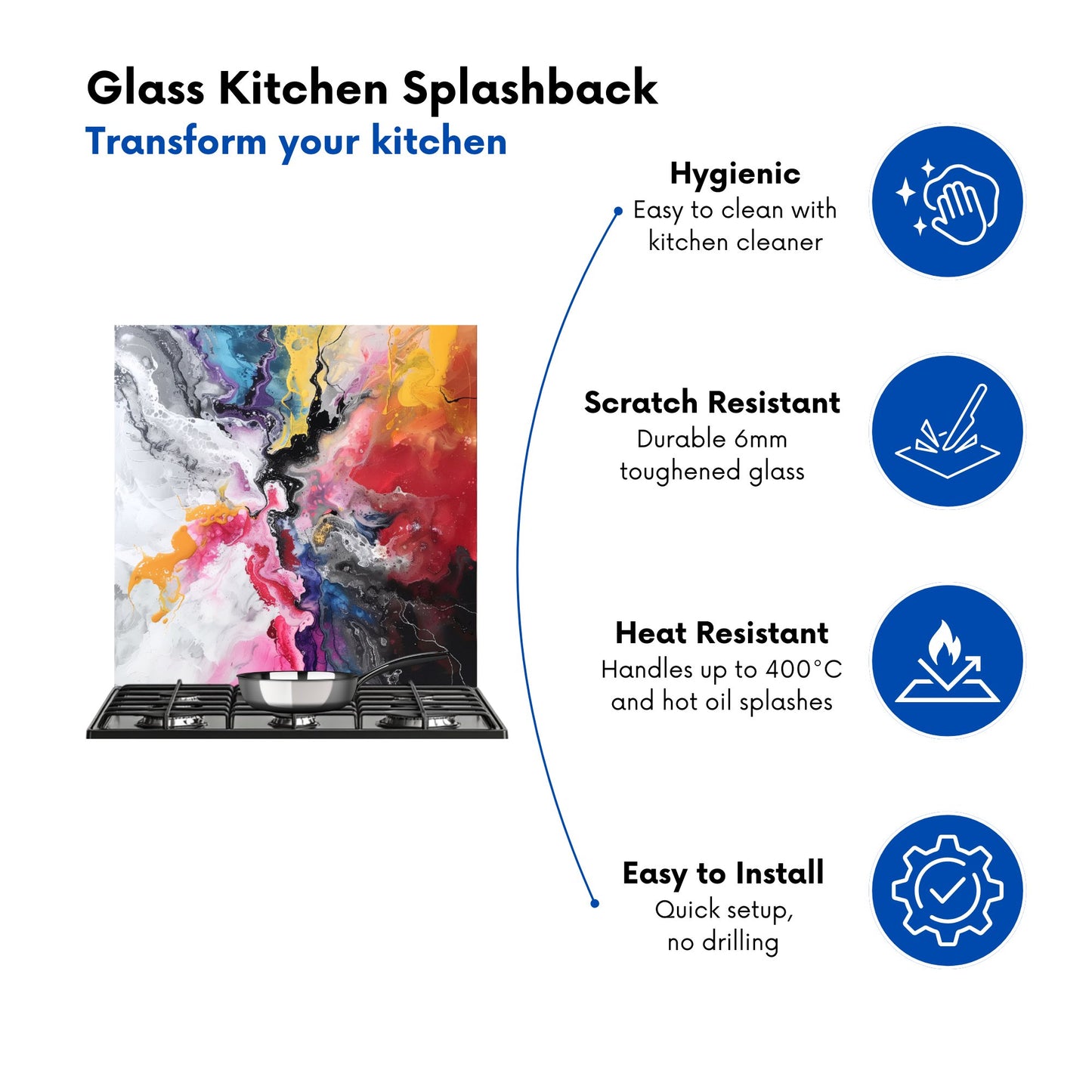 Explosive Colour Cascade Kitchen Splashback