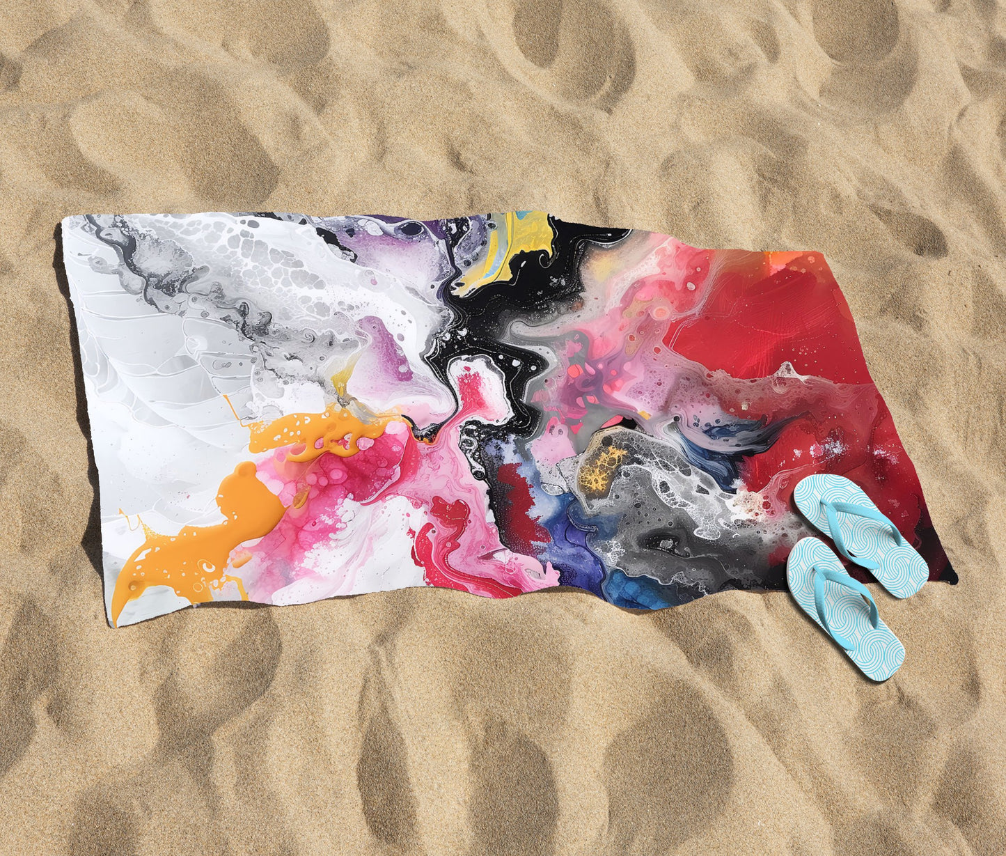 Explosive Colour Cascade Beach Towel