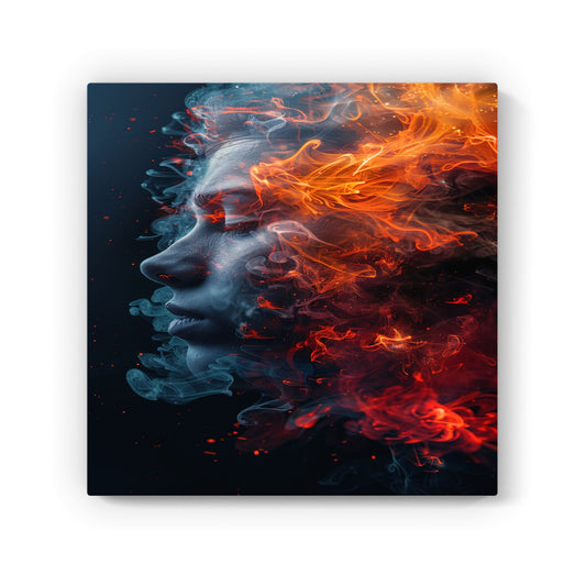 Fiery Mindscape: Portrait In Flames Canvas
