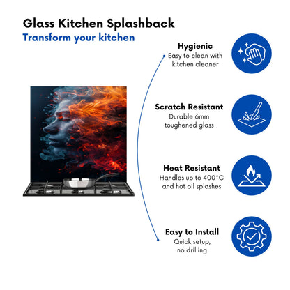Fiery Mindscape: Portrait In Flames Kitchen Splashback