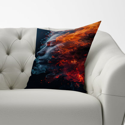 Fiery Mindscape: Portrait In Flames Cushions