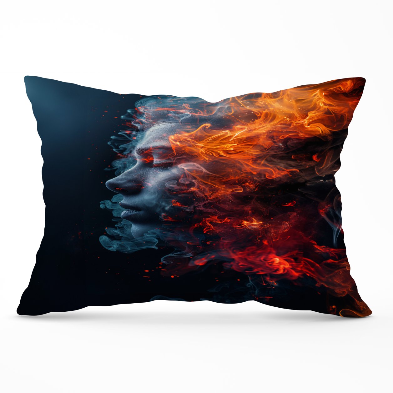 Fiery Mindscape: Portrait In Flames Cushions