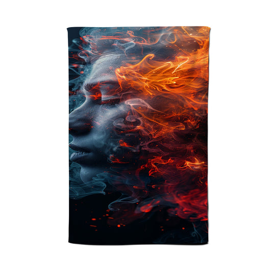 Fiery Mindscape: Portrait In Flames Tea Towel